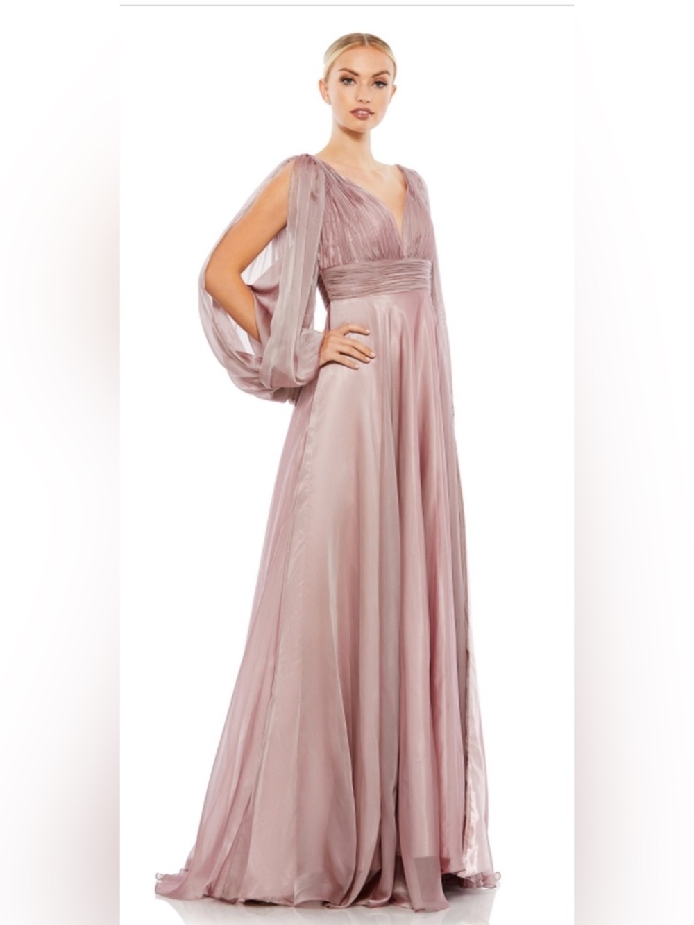 Mac Duggal 67414 V-Neck Long Sleeve Evening Gown